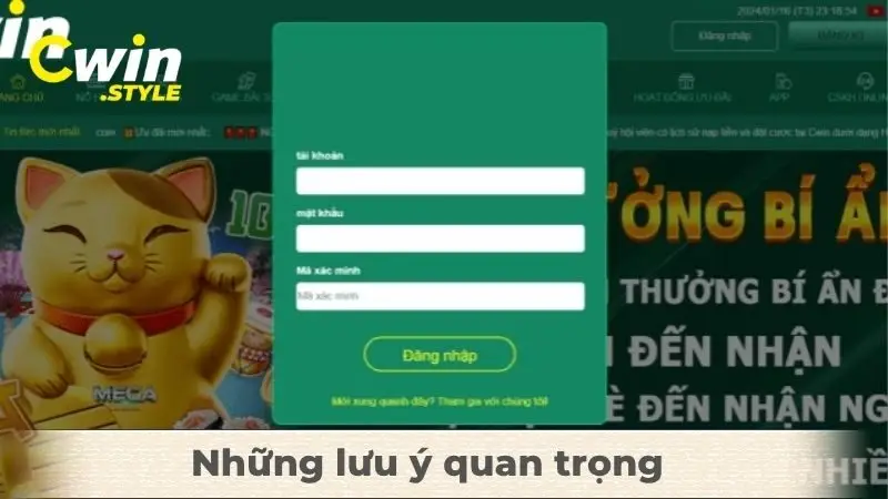 Những lưu ý quan trọng